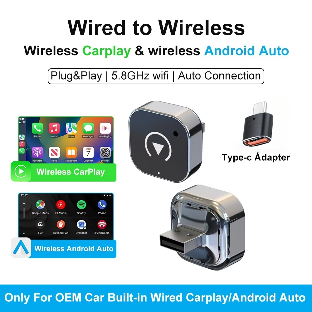 Travel Adapter Universal - 2-in-1 Wireless CarPlay & Android Auto
