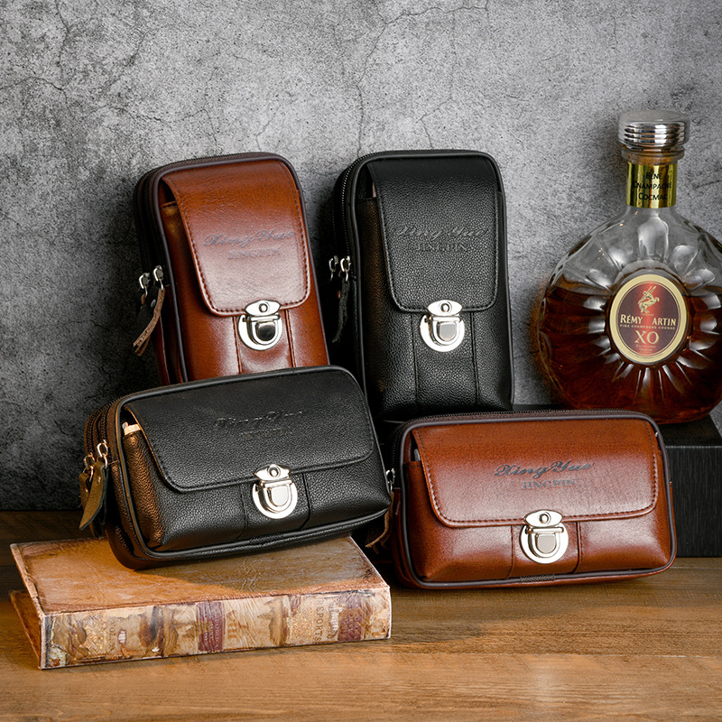 Travel Accessories For Men - PU Leather Waist Pack for Men