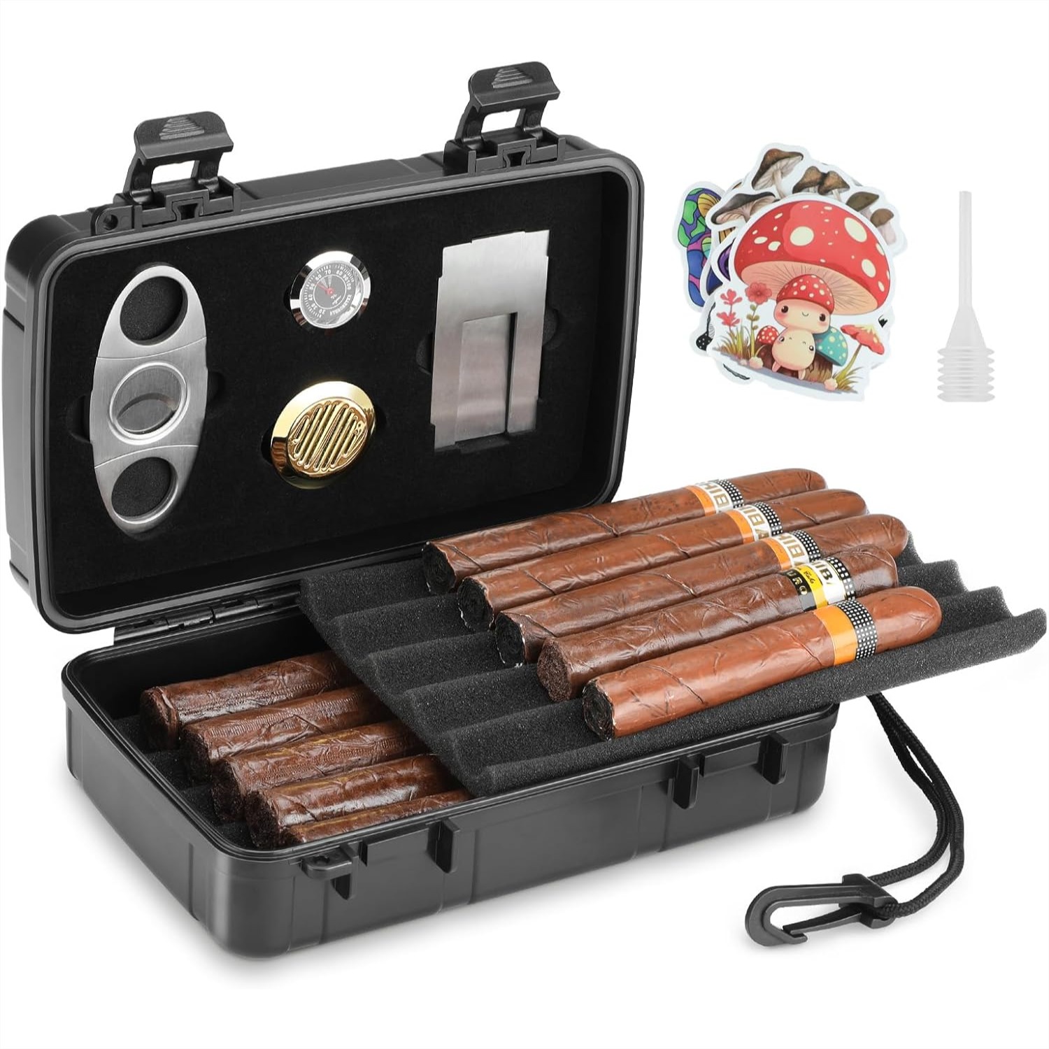 Travel Accessories For Men - Portable Cigar Humidor Holds 10 Cigars