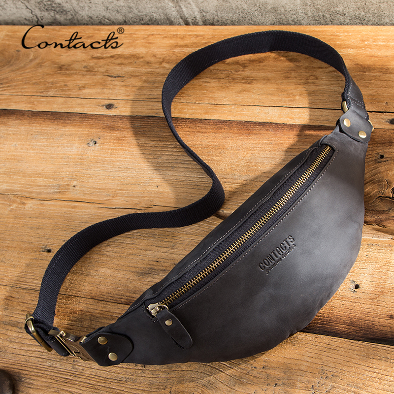 Travel Accessories For Men - CONTACT'S 100% Crazy Horse Leather Waist
