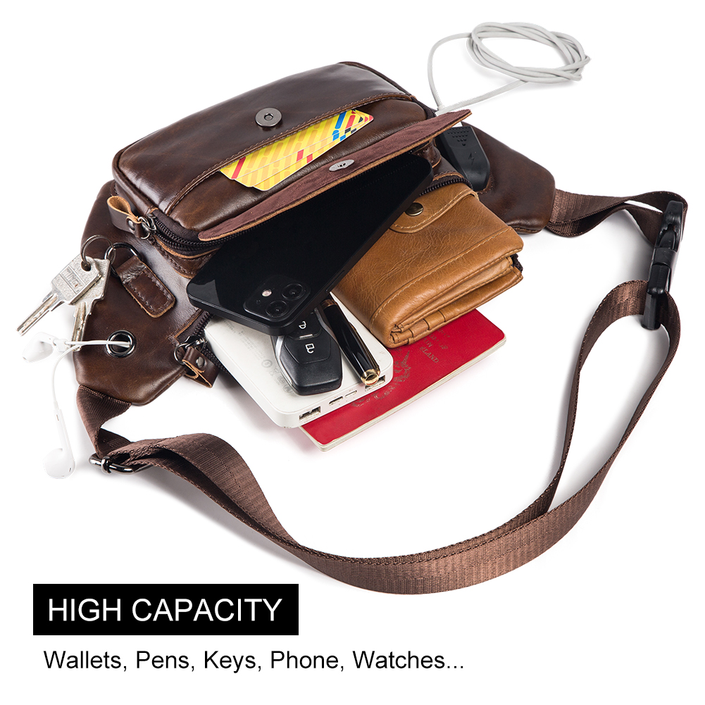 Genuine Leather Men Waist Pack – Travel Accessories For Men recenzja i cena