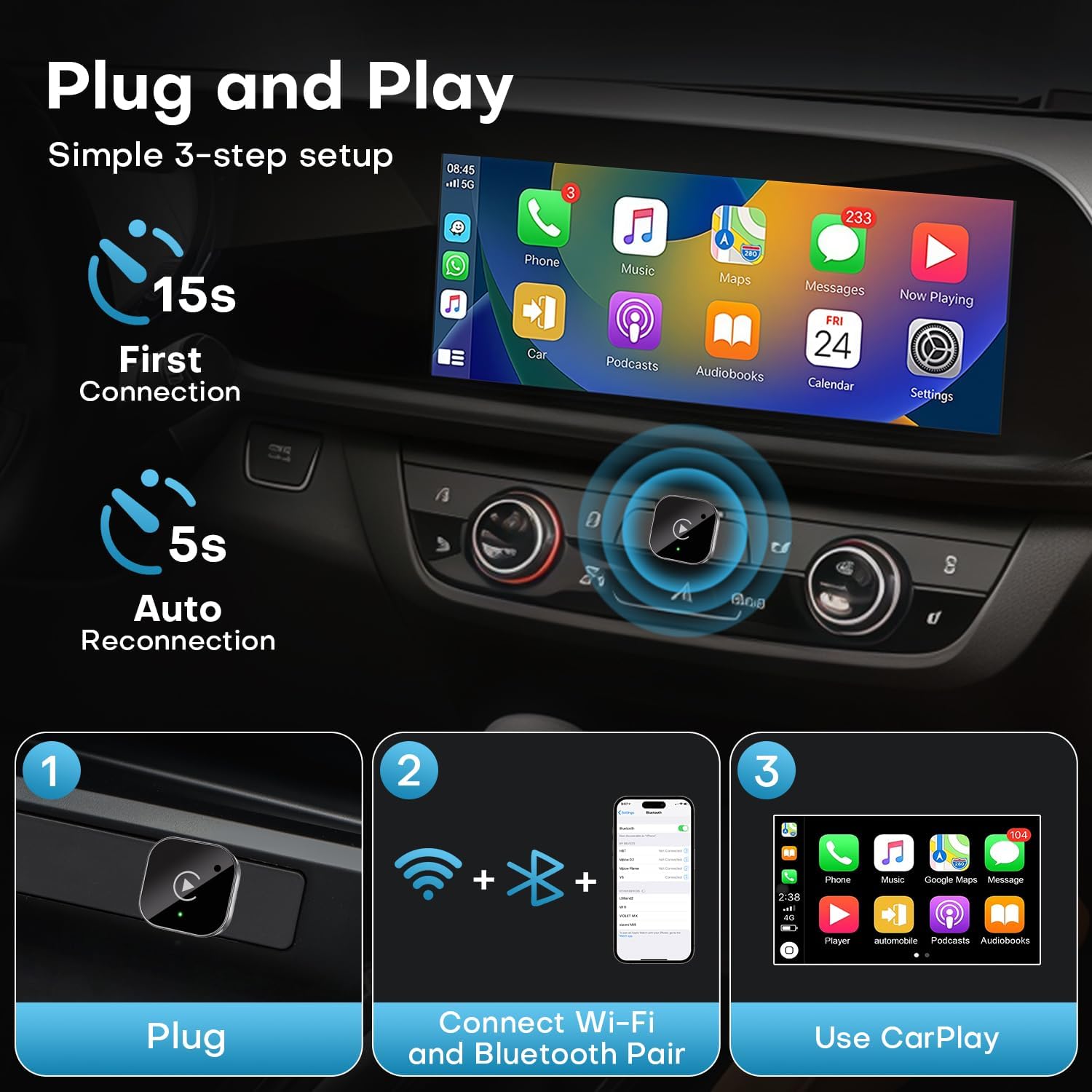 2-in-1 Wireless CarPlay & Andr – Travel Adapter Universal recenzja i cena