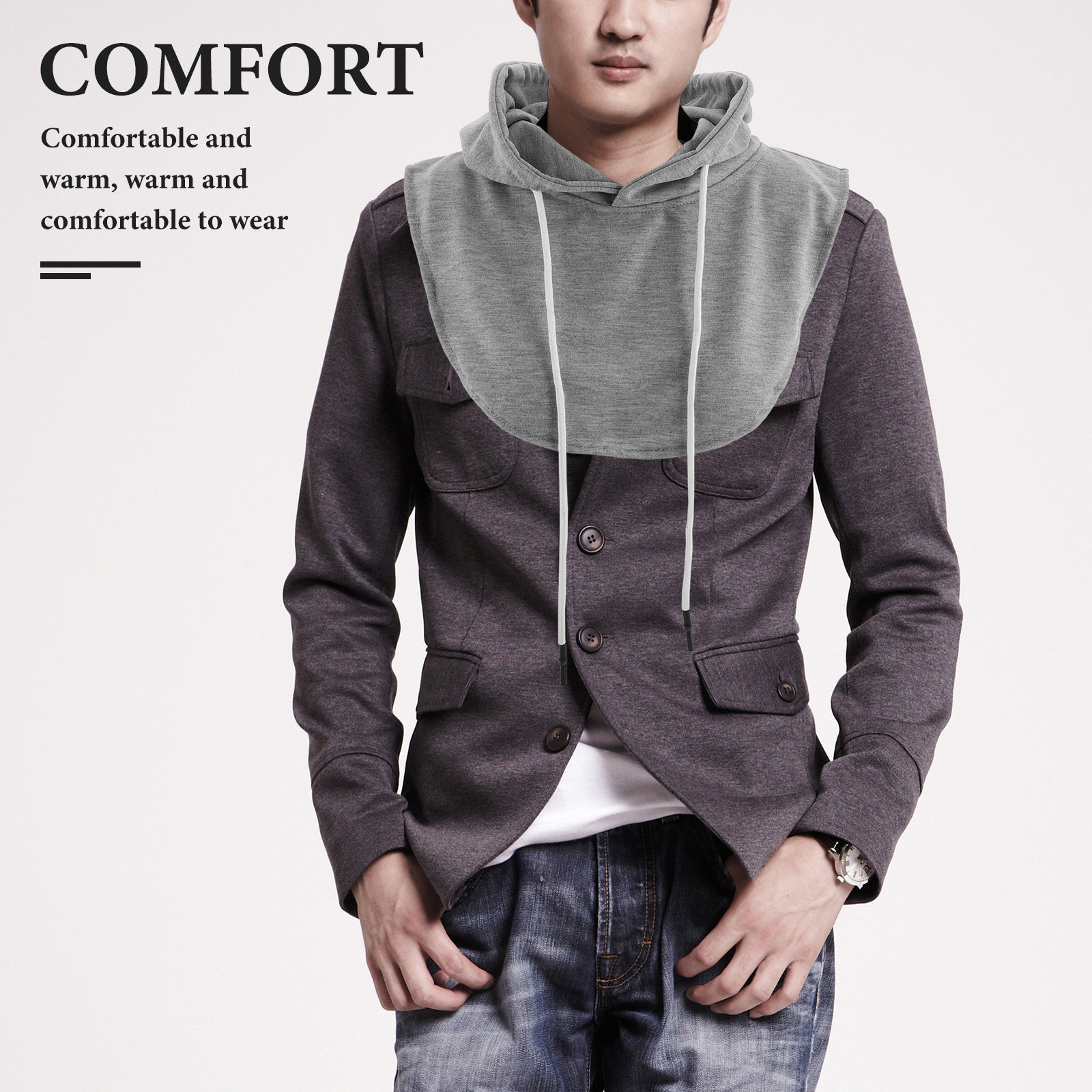 Detachable Hooded Faux Collar  – Travel Accessories For Men recenzja i cena