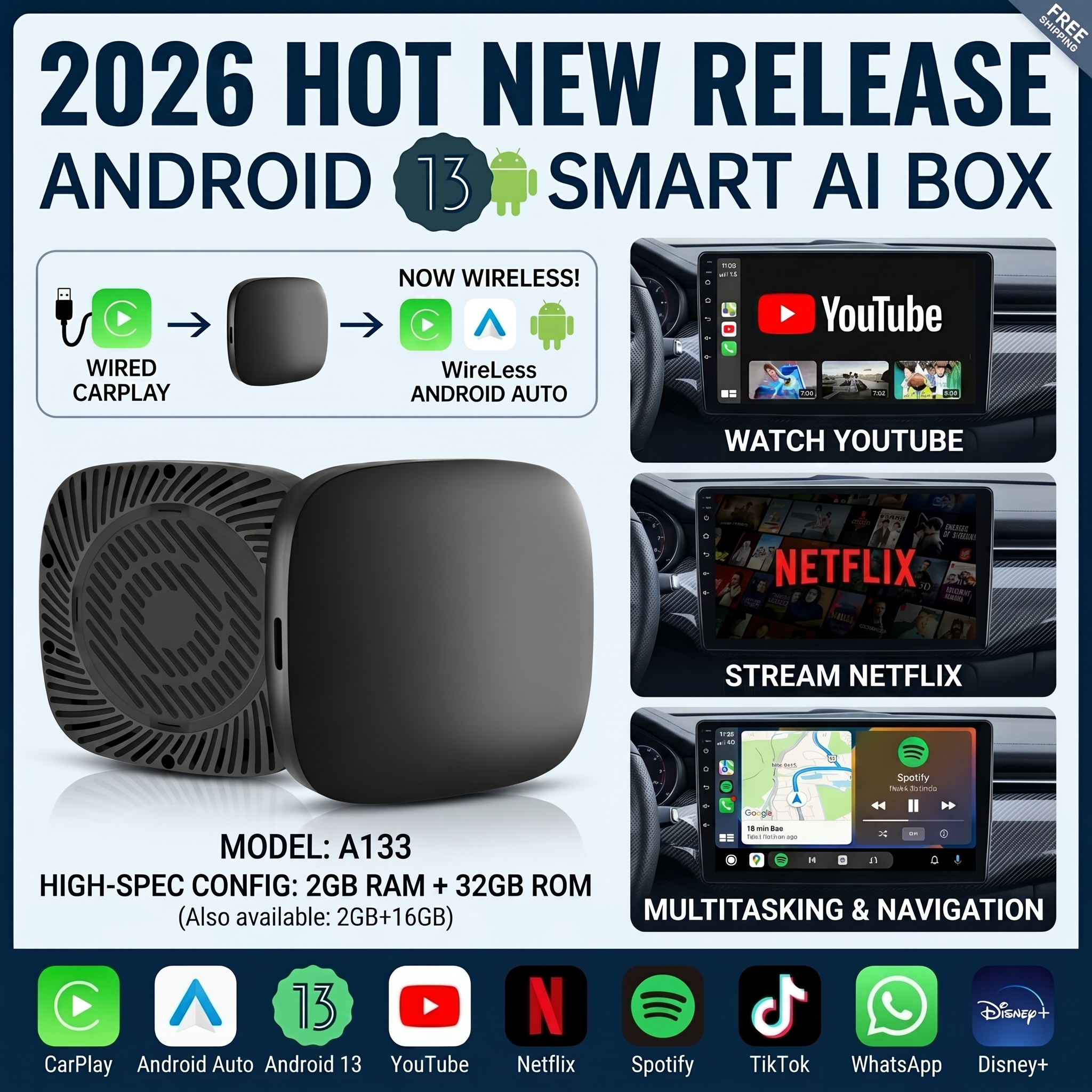 2026 Kowankit Android13 CarPla – Travel Adapter Universal recenzja i cena
